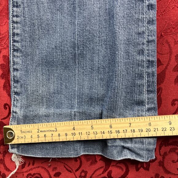 7 For All Mankind Dojo Jeans Women 25x28" Blue Denim Pants Flare Distressed 7FAM - Picture 10 of 14